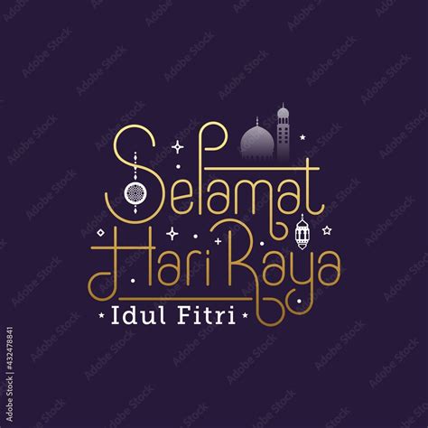 Selamat Hari Raya Idul Fitri Means Happy Eid Al Fitr Vector