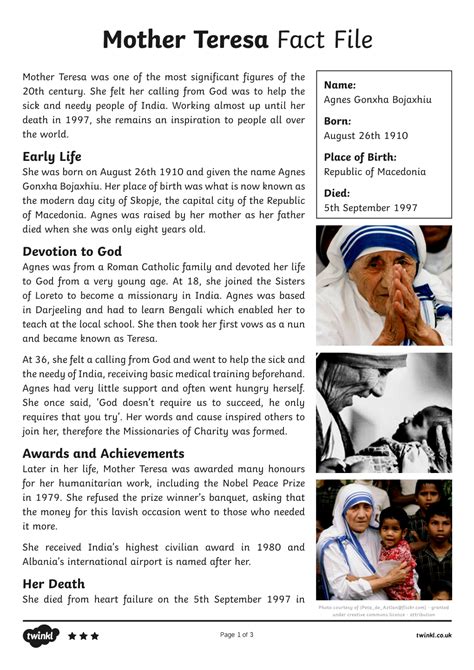 Mother Teresa Fact File DocsLib