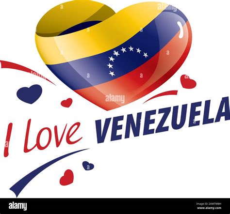 Bandera nacional de la Venezuela en forma de corazón y la inscripción