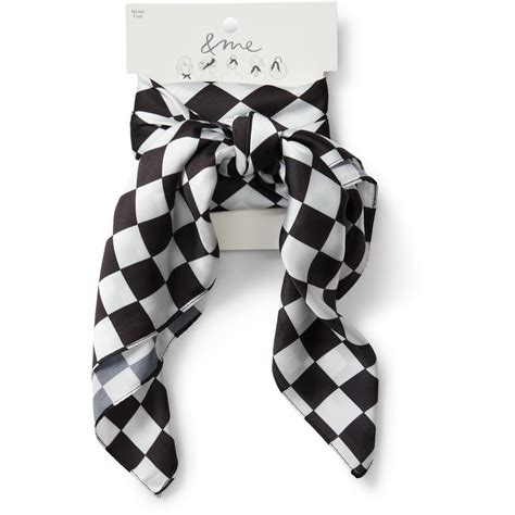 Me Women S Checkered Print Scarf Black White BIG W