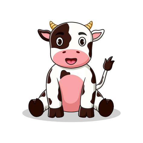 Premium Vector Cartoon Cute Baby Cow Sitting