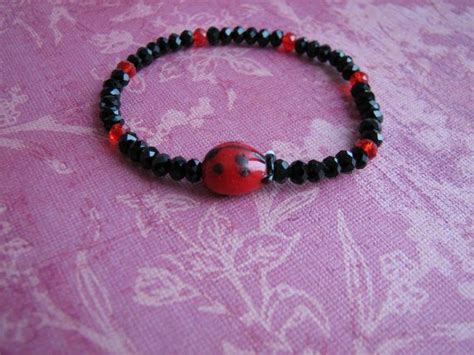 Ladybug Bracelet Black And Red Etsy Australia Bracelets Black And