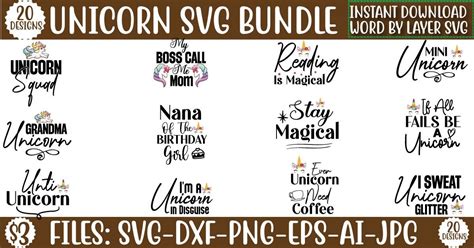 Unicorn SVG Bundle Vol 5 Bundle Creative Fabrica