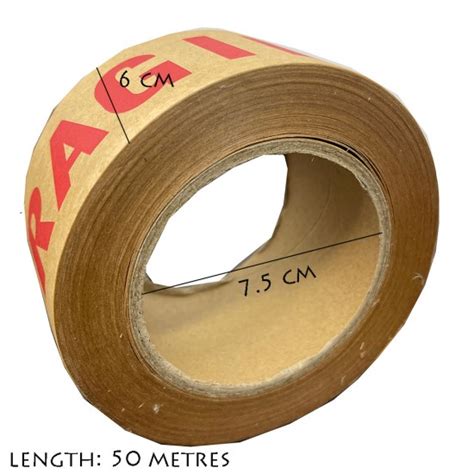 JUMBO Eco Friendly Fragile Warning Kraft Paper Tape 60mm Your Online