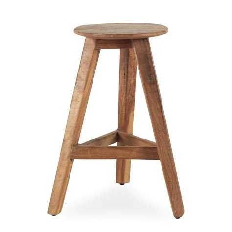 High Stool In Acacia Wood Black Owen Model