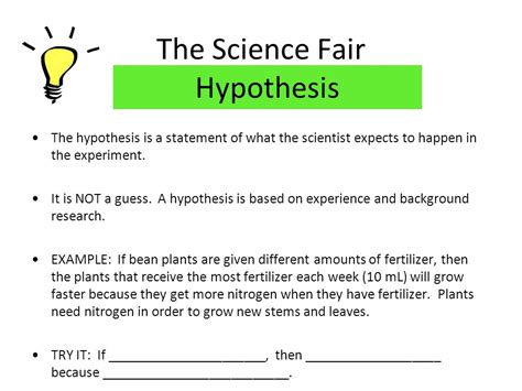 Hypothesis Examples For Science Fair