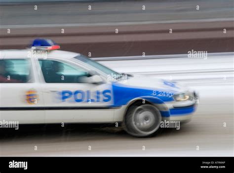 A Swedish Police Car Stock Photo Alamy