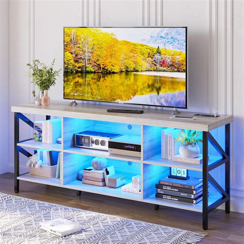 Uspeedy 63in Tv Stand For 6570 Inch Tvmodern Led Tv Stand For Living Roomblack Tv