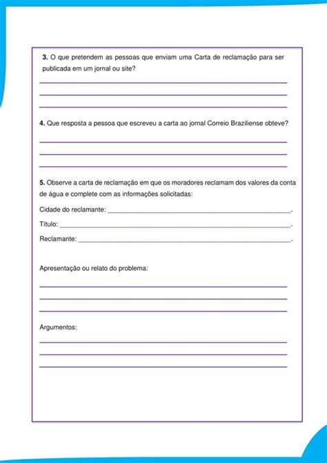 Ano Atividades De L Ngua Portuguesa Cartas De Reclama O E