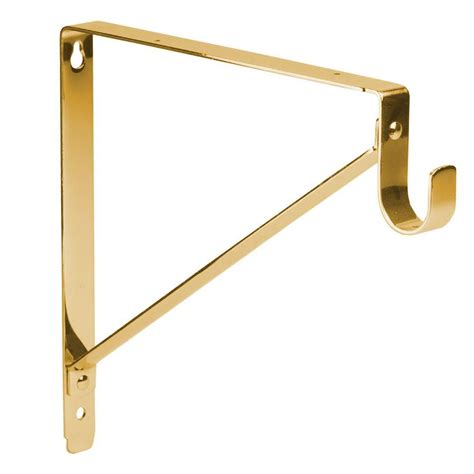 Lido Designs 12 In X 10 In Polished Brass Heavy Duty Rod And Shelf Bracket Lb 02 8150a The