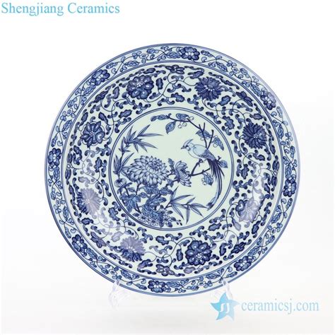 RZBD05 Blue And White Ceramic With Flower And Bird Design Decorative