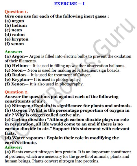 Selina Concise Chemistry Class Icse Solutions Chapter Air And