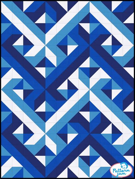 HST Interwoven Blues Optical Illusion Quilts Geometric Quilt