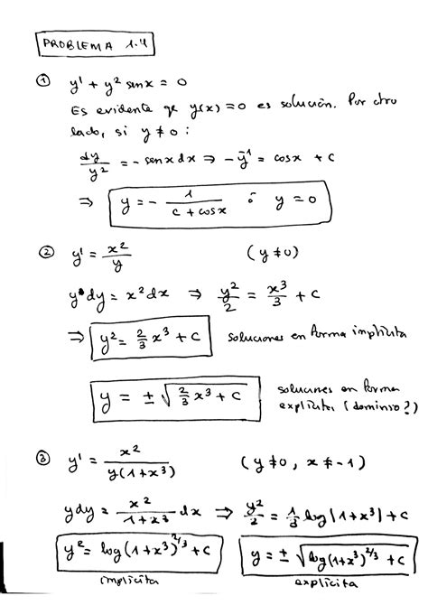 Ejercicios Resueltos De Ecuaciones Diferenciales De 1er Orden Cálculo