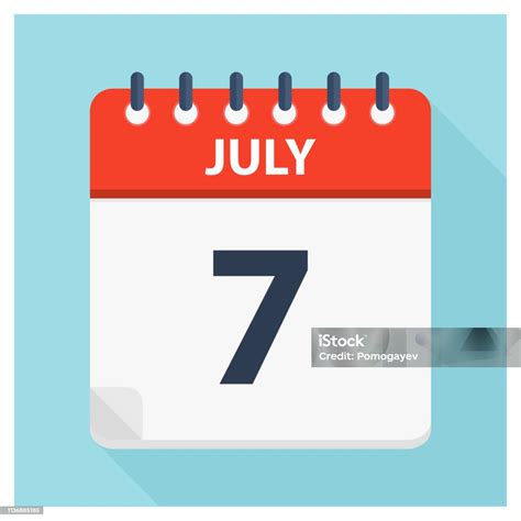 7月7日日曆圖示日曆設計範本向量圖形及更多一週圖片 一週 七月 事件 Istock