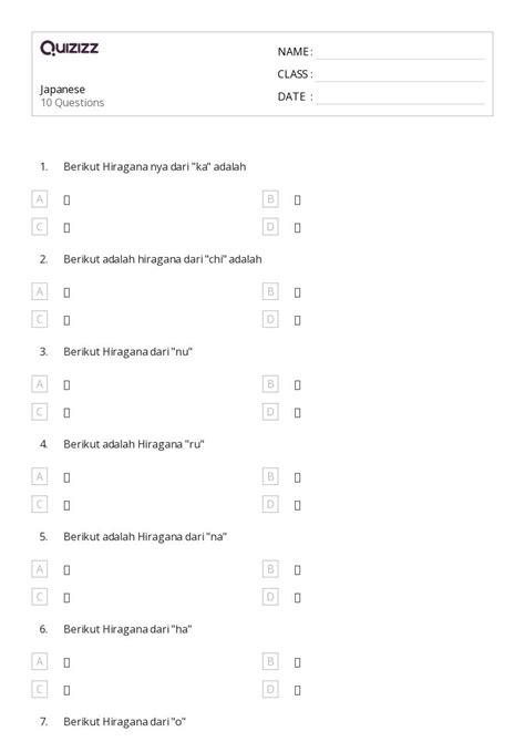 50 Japanese Worksheets On Quizizz Free And Printable
