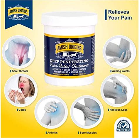 Amish Origins Deep Penetrating Pain Relief Cream Ointment 3 5 Oz Medicated Pain Relief Cream