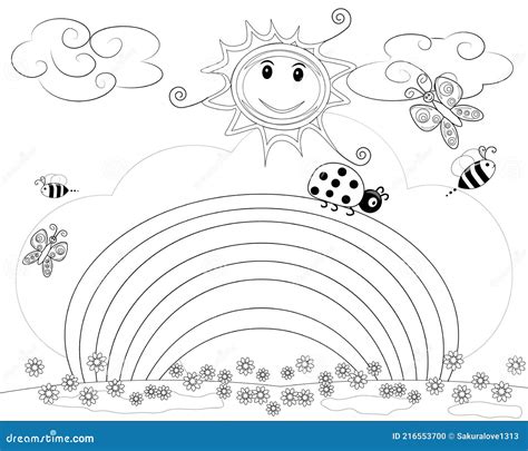 Coloring Book for Children, Fairy Rainbow Stock Vector - Illustration ...