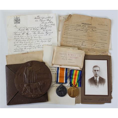 WW1 British War Medal Victory Medal And Memorial Plaque Pte W