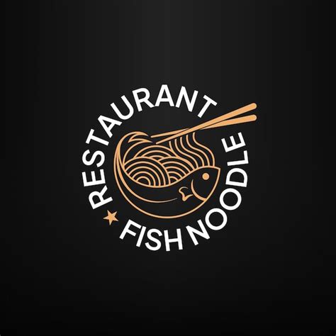 Plantilla de diseño de logotipo de vector de tazón de fideos de pescado