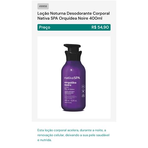 Lo O Noturna Desodorante Corporal Nativa Spa Orqu Dea Noire Ml