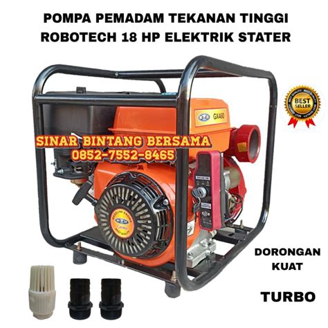 Jual POMPA PEMADAM ROBOTECH TEKANAN TINGGI 3 INCH 18 HP TURBO STATER