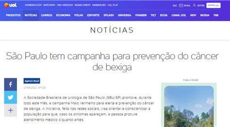 Sbu Sp Na M Dia Portal Uol Destaca Campanha De Conscientiza O Da Sbu