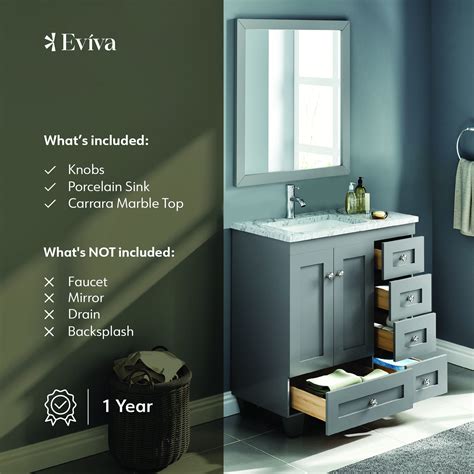 Eviva Happy X Transitional Grey Bathroom Vanity With White