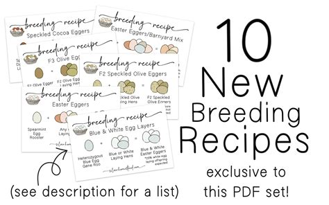 Colored Egg Breeding Recipe Cards - Printable 4x6 inch (PDF) - Silver ...