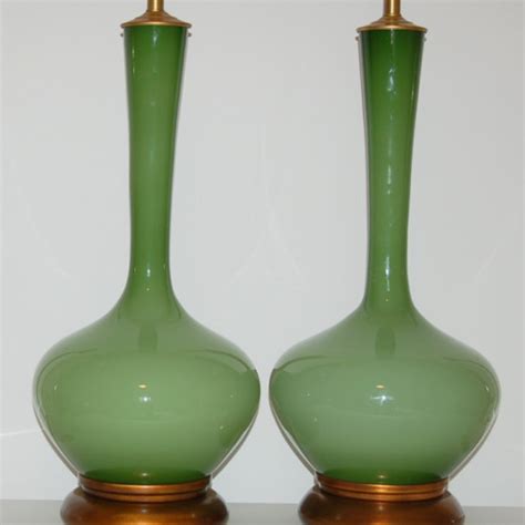 Marbro Lamp Company Handblown Swedish Glass Lamps In Green Swank Lighting