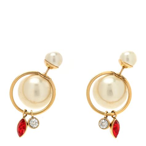 CHRISTIAN DIOR Pearl Crystal Mise En Dior Tribal Dangle Earrings Gold