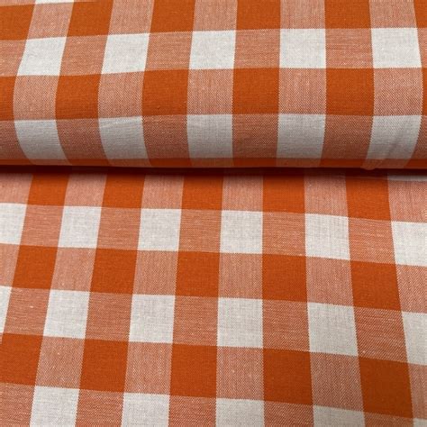 Tissu Vichy Carreaux 2 X 2 Cm Blanc Orange Tissu Fil Compagnie