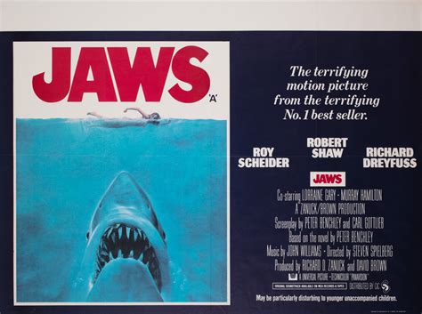 Jaws 1975 Uk Quad Film Poster Roger Kastel Orson And Welles