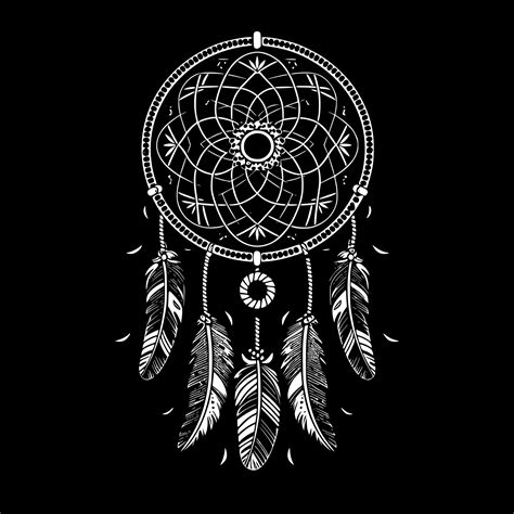 Dream Catcher Black And White Isolated Icon Vector Illustration