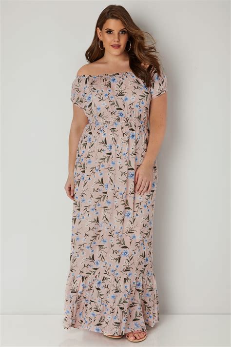 Light Pink Floral Maxi Dress Plus Size To