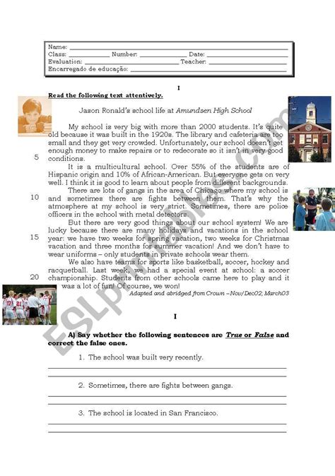 Test School Esl Worksheet By Fabioalexandre