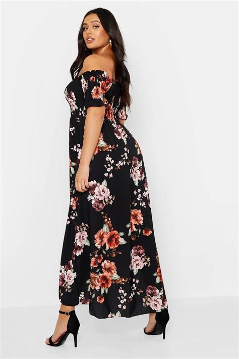 Plus Floral Off Shoulder Maxi Dress Maxi Dress White Maxi Dresses