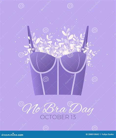 National No Bra Day Modern Vector Banner With Bra Stock Illustration