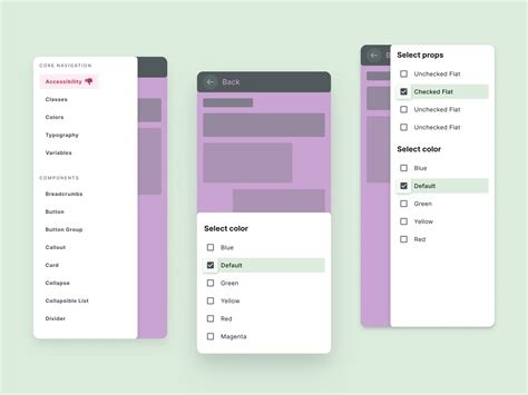 React UI Kit Navigation Drawer Design Templates By Roman Kamushken