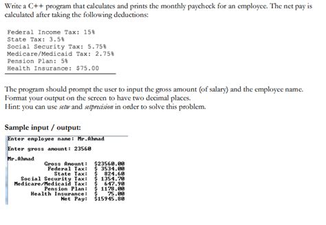 Solved Write A C Program That Calculates And Prints The