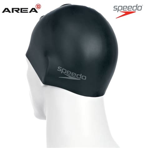 Speedo Plain Moulded Silicone Swim Cap Black Area13 Au