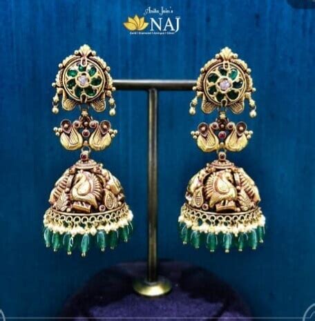 Antique Peacock Kundan Jhumkhas Fashionworldhub