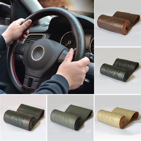 100 Real Cowhide Hand Sewn Car Steering Wheel Cover Soft Non Slip DIY