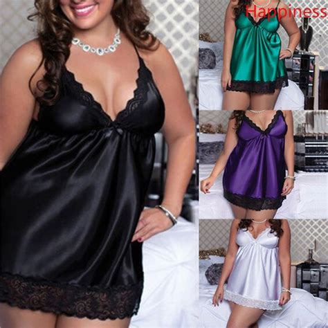 Happiness Plus Size Sexy Lace Sleepwear Lingerie Temptation Babydoll Underwear Nightdress