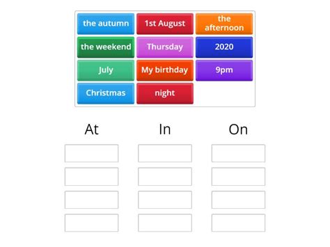 Prepositions Of Time Group Sort