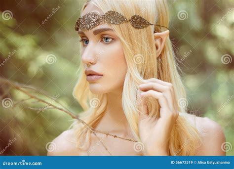 Fantasy Beautiful Elf Girl In Woods Stock Photo Image 56672519