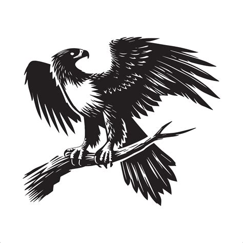 Philippine Eagle Silhouette - Eagle Logo - Philippine Eagle sitting on a branch illustration in ...