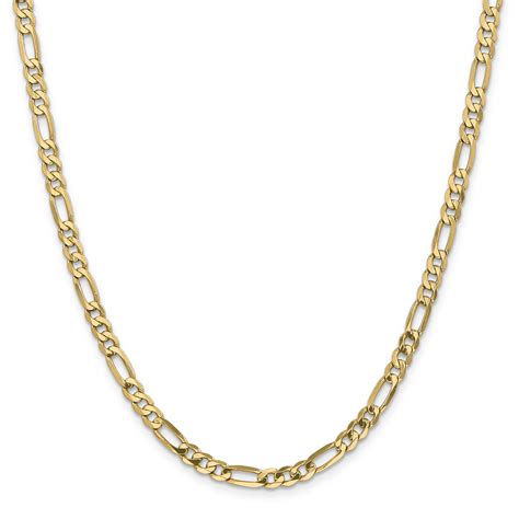 K Mm Flat Figaro Chain Unclaimed Diamonds