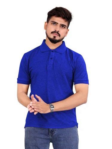 Men Blue Cotton Polo Neck T Shirt At Rs 160 Piece Surat Id