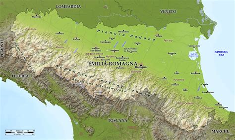 Blue Green Atlas Free Relief Map Of Italy Emilia Romagna